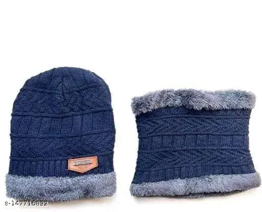 Winter wool cap with neck warmer & gloves (as per color availability), cozy woolen balaclava style hat set, PinKit India
