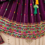Faux Georgette designer lehenga choli for kids wedding party, 1pc with embroidered pattern on display