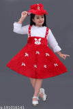 Wool three-quarter sleeve printed net winter frock for kids (0-10 years), made with premium Indian fabric