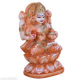 Divine orange marble dust Laxmi Mata murti, intricately designed Indian god idol with vibrant hue