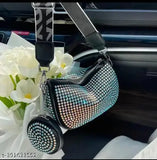 Rhinestoned blue stone sequined ladies sling bag with coin pocket
