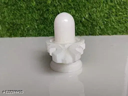 White marble Shivling, intricately carved Indian marble stone Shiva Lingam