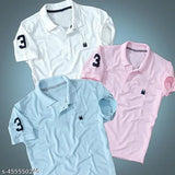 Blissbell men's polycotton striped half sleeves polo neck t-shirt, pack of 3 in regular fit - Indian made casual wear for summer