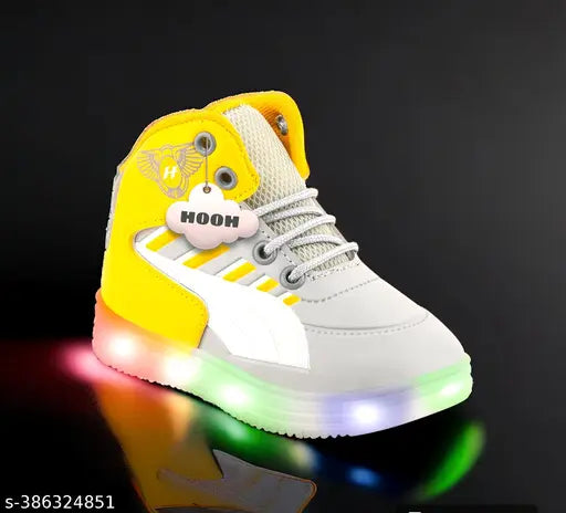 Lightweight patent leather light-up running shoes for kids (0-5 years), breathable cotton blend with adjustable Velcro closure