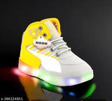 Lightweight patent leather light-up running shoes for kids (0-5 years), breathable cotton blend with adjustable Velcro closure