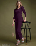 Women's Lycra three-quarter sleeve solid cordset, new trendy fashion from India
