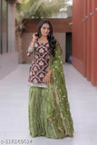 Red and green embroidered party wear dhoti salwar suit