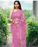 Fancy net saree with embroidered blouse, Indian-made, free size (L 5.5m, B 0.9m)