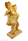 Polyresin Radha Krishna with flute, decorative showpiece for home office, 8cm x 13cm x 26cm