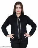 Girls winter fleece zip hoodies jacket, self-design pattern, warm woolen fabric, long sleeves, India origin