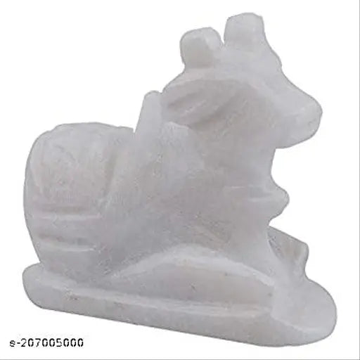White marble handcrafted Nandi idol (4cm), ideal for Shivling temples, Shivratri Saawan from Haridwar
