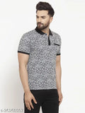 Grey cotton Wild West polo printed half-sleeve t-shirt, stylish and trendy men's fashion for casual wear or parties