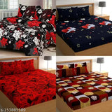 Skroverseas Superfine Quality Bedsheets Combo pack of 4 King Size Bedsheets with 8 pillow covers
