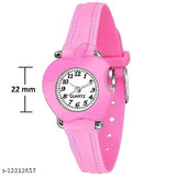 Pink plastic watch with pink strap, digital display showing time, and a small button on the side