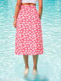 Pink floral printed skirt