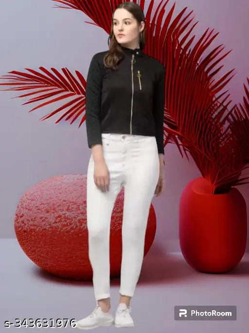 Black leather solid-pattern jacket, long sleeves, size S (bust 28in, length 27in), made by Sahana Style from India