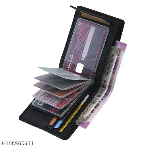 Faux leather bi-fold Sonrisa Men's wallet, solid pattern, 2 compartments, free size (11cm x 9cm), perfect for daily use and stylish gift
