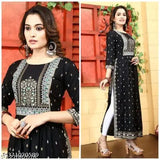 Women's rayon three-quarter sleeve printed kurti, single size S (36in bust, 42in length), Indian traditional wear