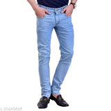 Light blue denim, men's trendy Trendz Hack slim jeans - solid pattern, size 34