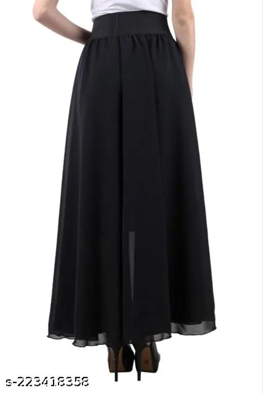 Georgette maxi skirt for women by Raabta Fashion. Ideal for flared style with solid print and lightweight comfort