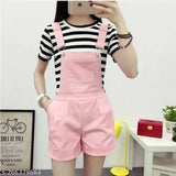 Striped cotton blend dungaree with short sleeved tee, Indian fashion streetwear