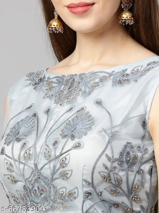 Sky Blue net beads and stones semi-stitched Lehenga Choli & Dupatta with embroidery, Indian handcrafted ethnic wear for women