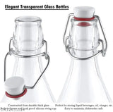 Clear glass home brewing bottles (1000ML, airtight rubber seal flip caps), suitable for carbonated drinks like kombucha, soda, or juice - Pack of 4