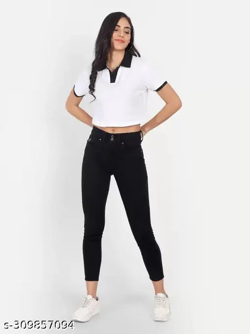 Organic cotton women's contrast collar top/tshirt in short sleeves, 100% BCI certified, perfect for casual wear and daily life
