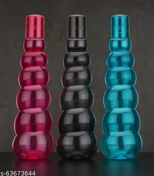 Multicolor plastic sports bottles set, superior quality for college, school, office use – pack of 3 in 10x10x10 cm size