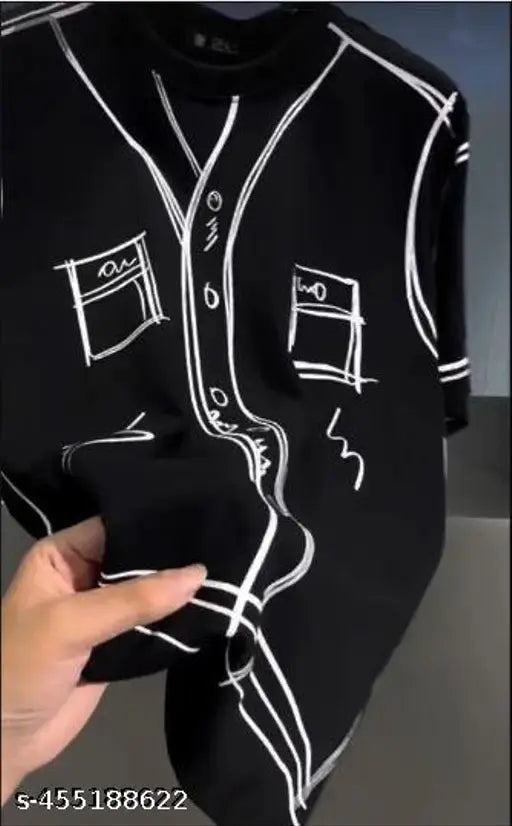 Men's cotton STLAALKE casual short-sleeve t-shirt, printed with unique design. S (36in x 26.5in), M (38in x 27.5in), L (40in x 28.5in), XL (42in x 29.5in) - India origin