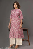 Gold-printed Rayon A-line Kurta for Women, three-quarter sleeves, festive wear in S, M, L, XL, XXL. Indian handcrafted fashion statement