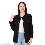 Pearl-heavy, cotton blend sweater jacket in free size for special occasions - glamourous women's style