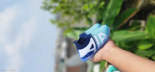 Kids blue and white sneakers with flashing LED lights
