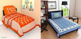 Trendy cotton single bedsheets set, pack of 2 with 2 pillow covers, 160 thread count, India-made