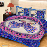 Designer cotton printed single bedsheet, 144 thread count, India-made