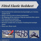Cotton-feel printed king size bedsheet, glace cotton, floral design, fitted, suitable for adults, summer use, 140 thread count, fits 4-8 inch mattresses, ASHA FURNISHING, Indian origin