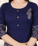 Blue cotton kurta, short sleeves, embroidered border