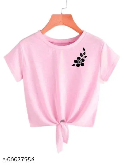 Classic Lycra short-sleeved t-shirt for women, printed with fashionable design. XS (34in bust, 19in length), S (36in bust, 19in length), M (38in bust, 20in length). Made in India