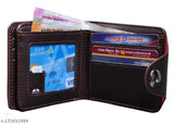 Brown faux leather BMW LOGO button wallet, sleek design with 3 compartments for everyday essentials