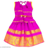 Brand New, soft cotton-silk Baby Girls traditional woven silk Pattu Pavadai Lehenga Choli set - perfect for newborn gifting