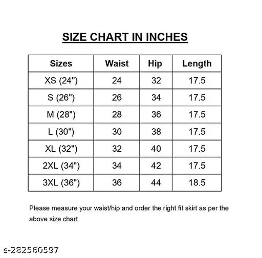 Classic pleated skater skirt in various sizes, waist and length measurements