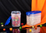Air-tight unbreakable plastic storage jar set for coffee, tea, sugar, flour, and spices. Set of 12 jars with a capacity of 1000 ml each