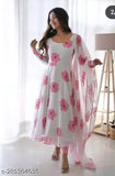 White and pink kameez set with floral embroidery
