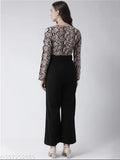 Fancy animal print Lycra jumpsuit with long sleeves, vibrant printed pattern on women's clothing, multiple sizes available