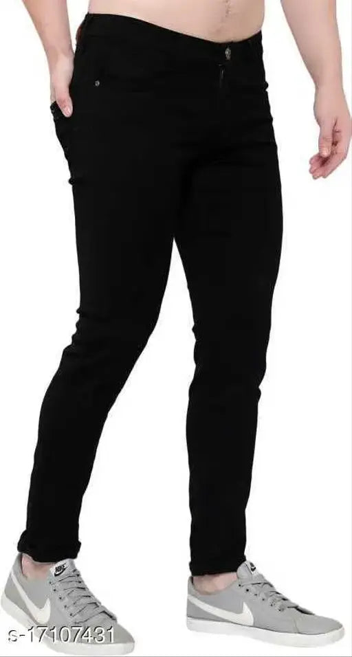 Slim fit black denim jeans by StyleNFit - 30 waist, 41 length, Indian made