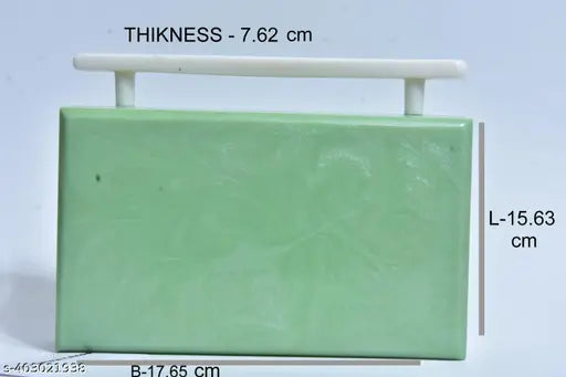 Rich sky blue resin clutch, plastic frame, white handle