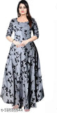 Long, flared, A-line maxi gown with cotton and rayon fabric