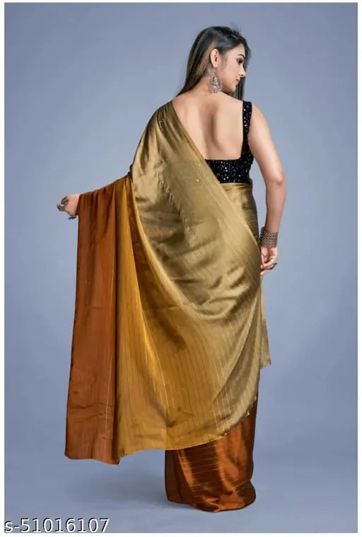 Rainbow colorblocked chiffon saree with velvet separate blouse, Indian fashion accessory