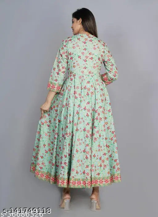 Green rayon printed women's kameez