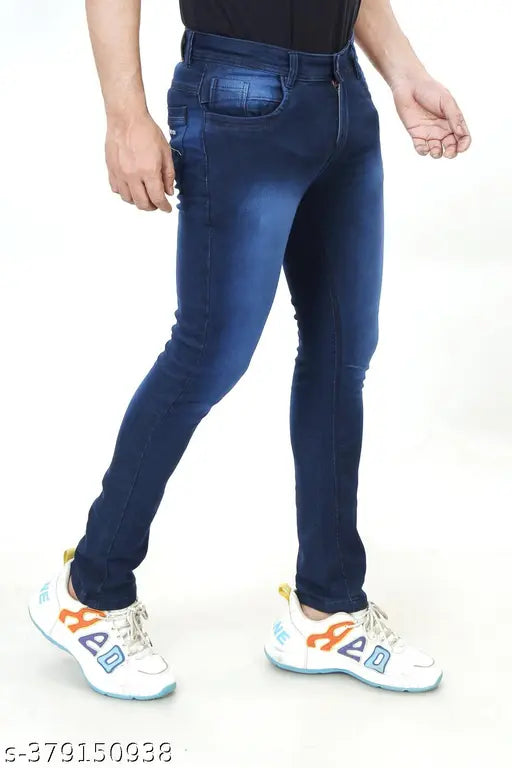Dark blue carrot-fit denim jeans for men, stylish and comfortable, size 28/30/32/34 (India origin)